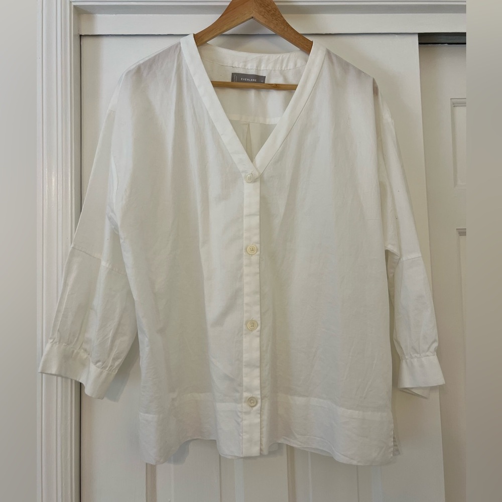 Everlane White Button Up with Quarter Sleeve